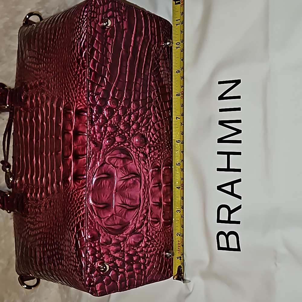 Brahmin Dixbury Satchel Pomegranate Melborne Leather Bag NWT and Long Strap - Picture 5 of 8